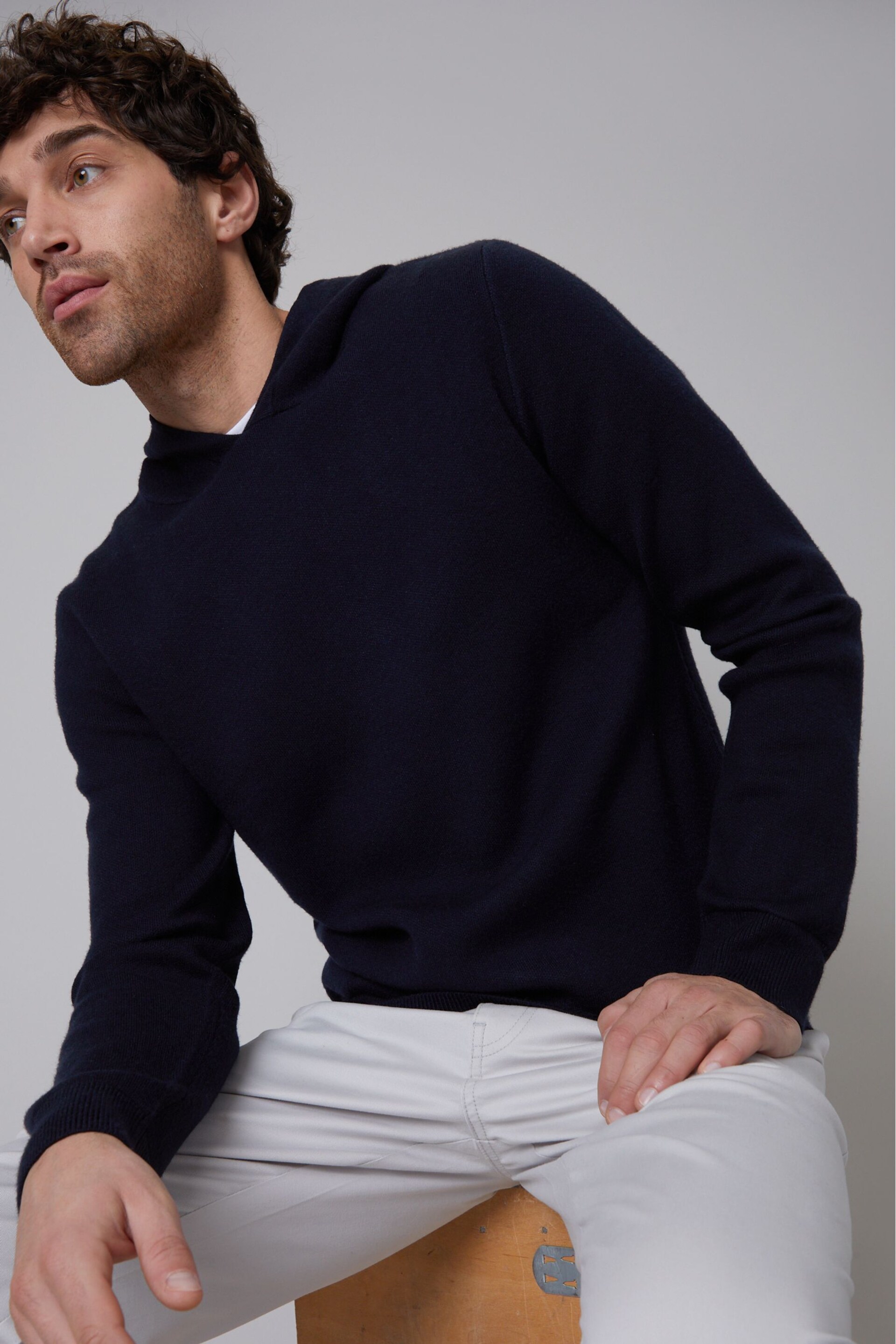 Threadbare Blue Luxe Knitted Pullover Hoodie - Image 1 of 4