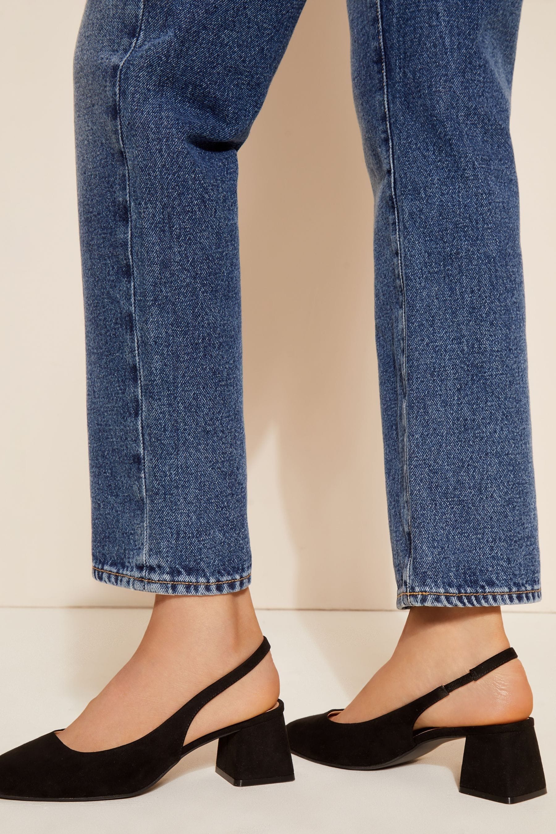 Buy Friends Like These Black Regular Fit Round Toe Low Block Heel Slingback Court Shoe from Next Luxembourg