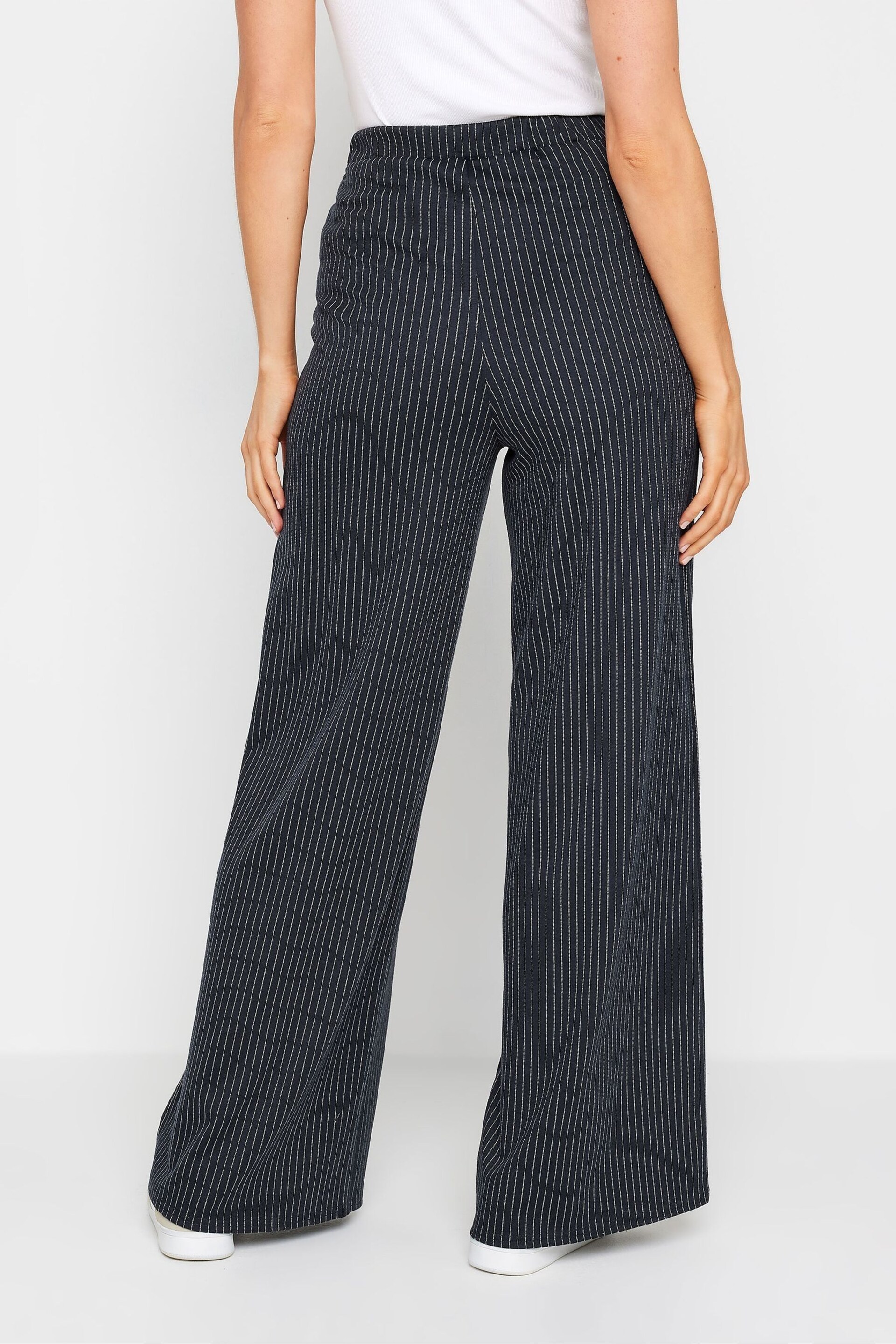 Long Tall Sally Blue Pinstripe Wide Leg Trousers - Image 3 of 5