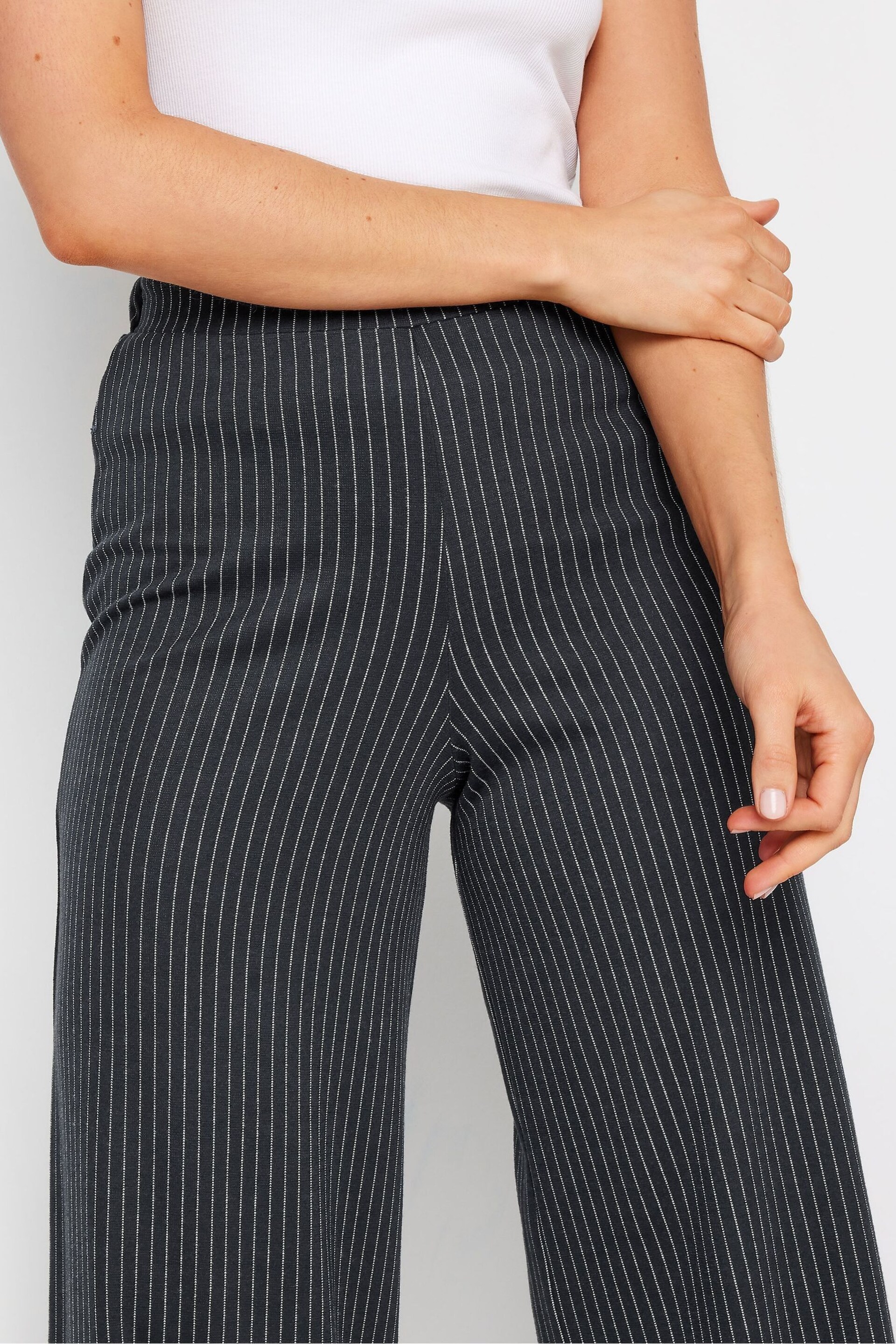 Long Tall Sally Blue Pinstripe Wide Leg Trousers - Image 4 of 5