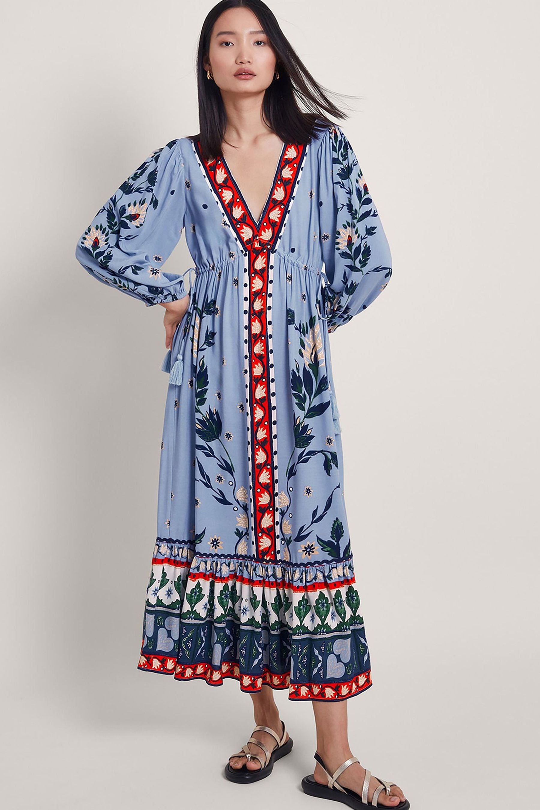 Monsoon blue floral dress new arrivals
