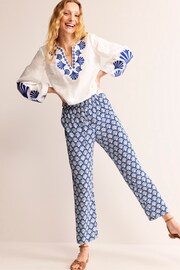 Boden Blue Crinkle Tapered Trousers - Image 1 of 5