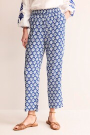 Boden Blue Crinkle Tapered Trousers - Image 2 of 5