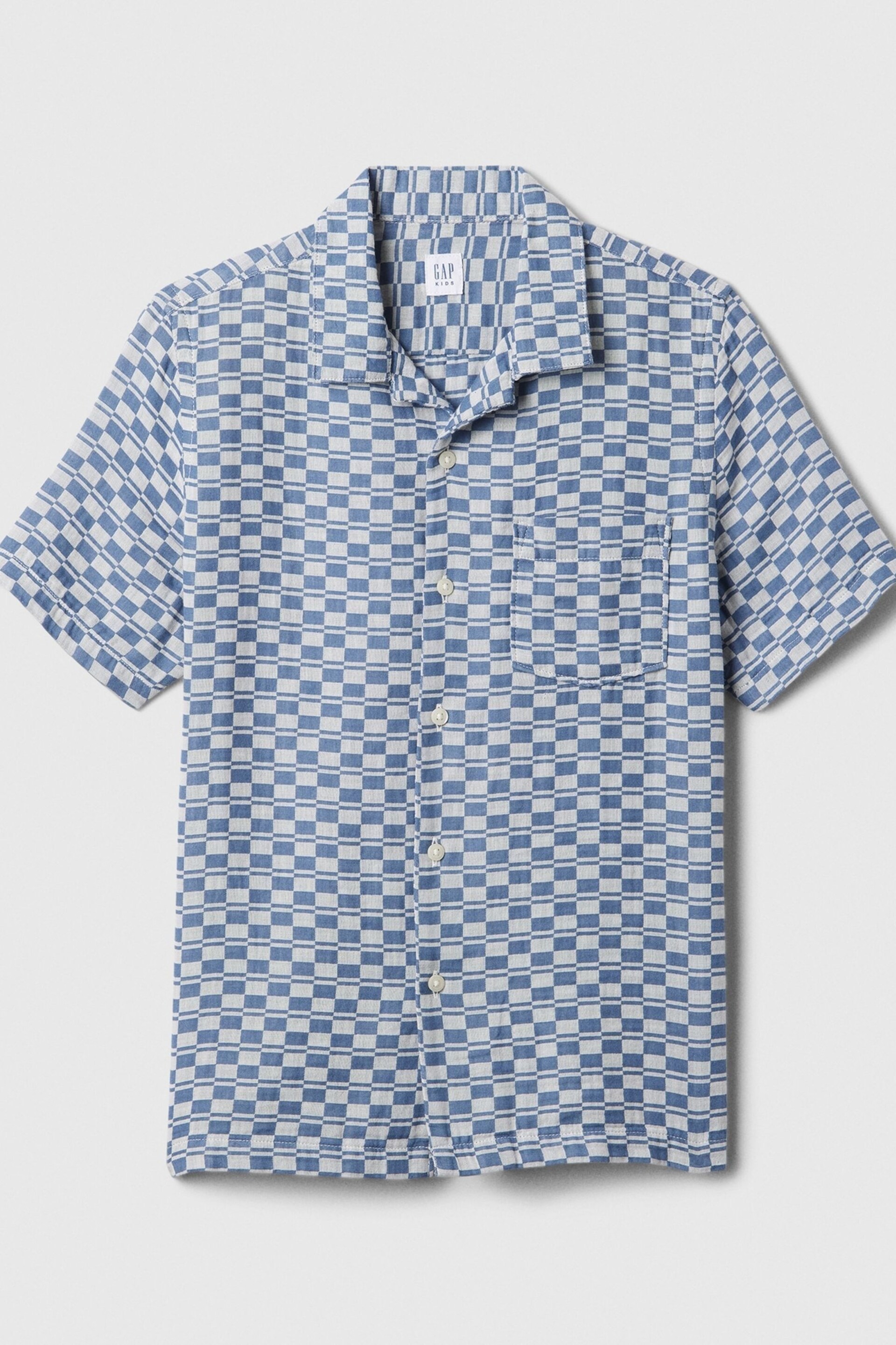 Gap Blue Crinkle Cotton Short Sleeve Shirt (4-13yrs) - Image 1 of 3