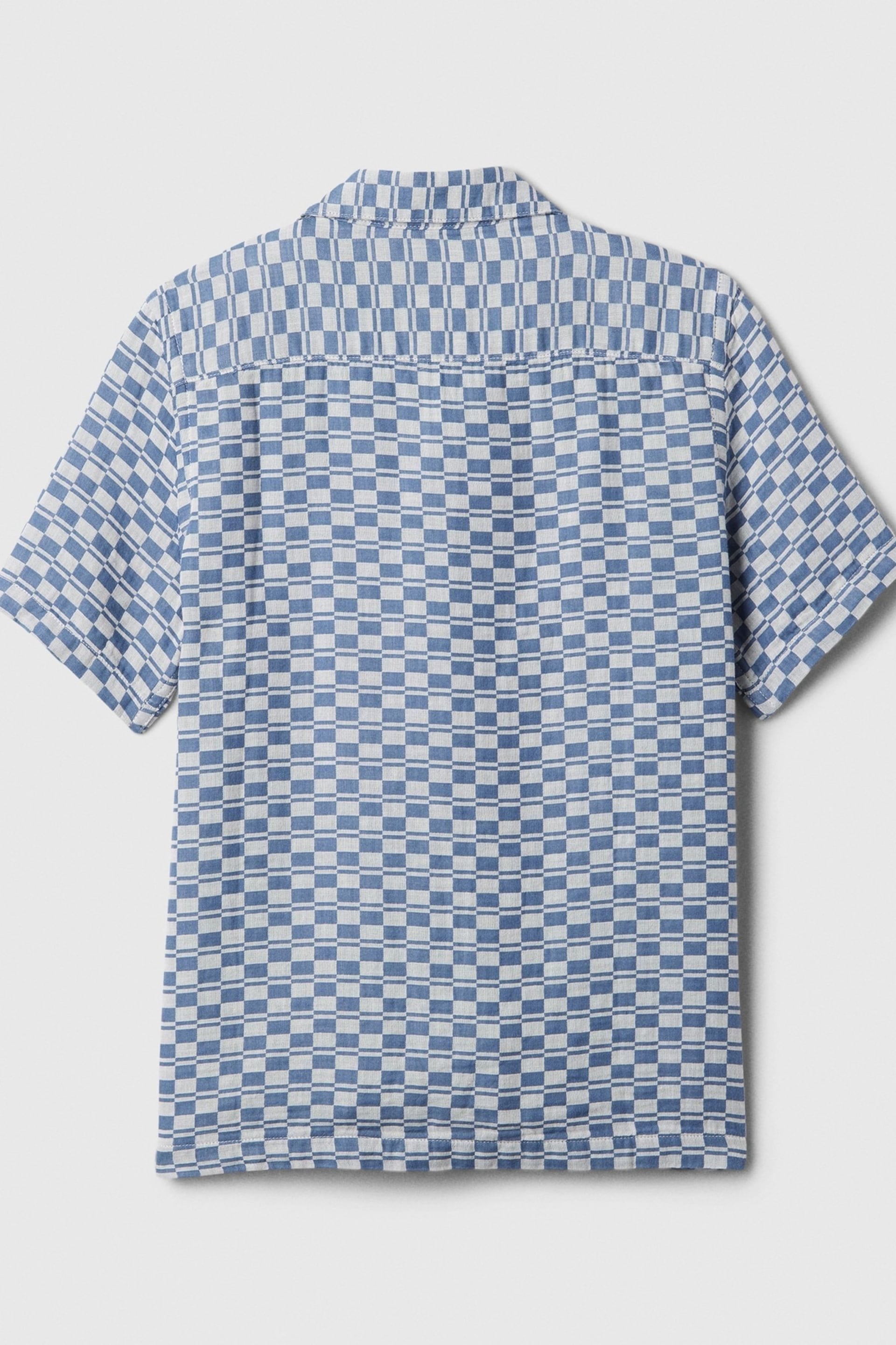 Gap Blue Crinkle Cotton Short Sleeve Shirt (4-13yrs) - Image 2 of 3