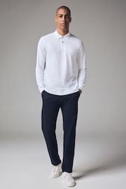 White Long Sleeve Pique Polo Shirt - Image 2 of 8