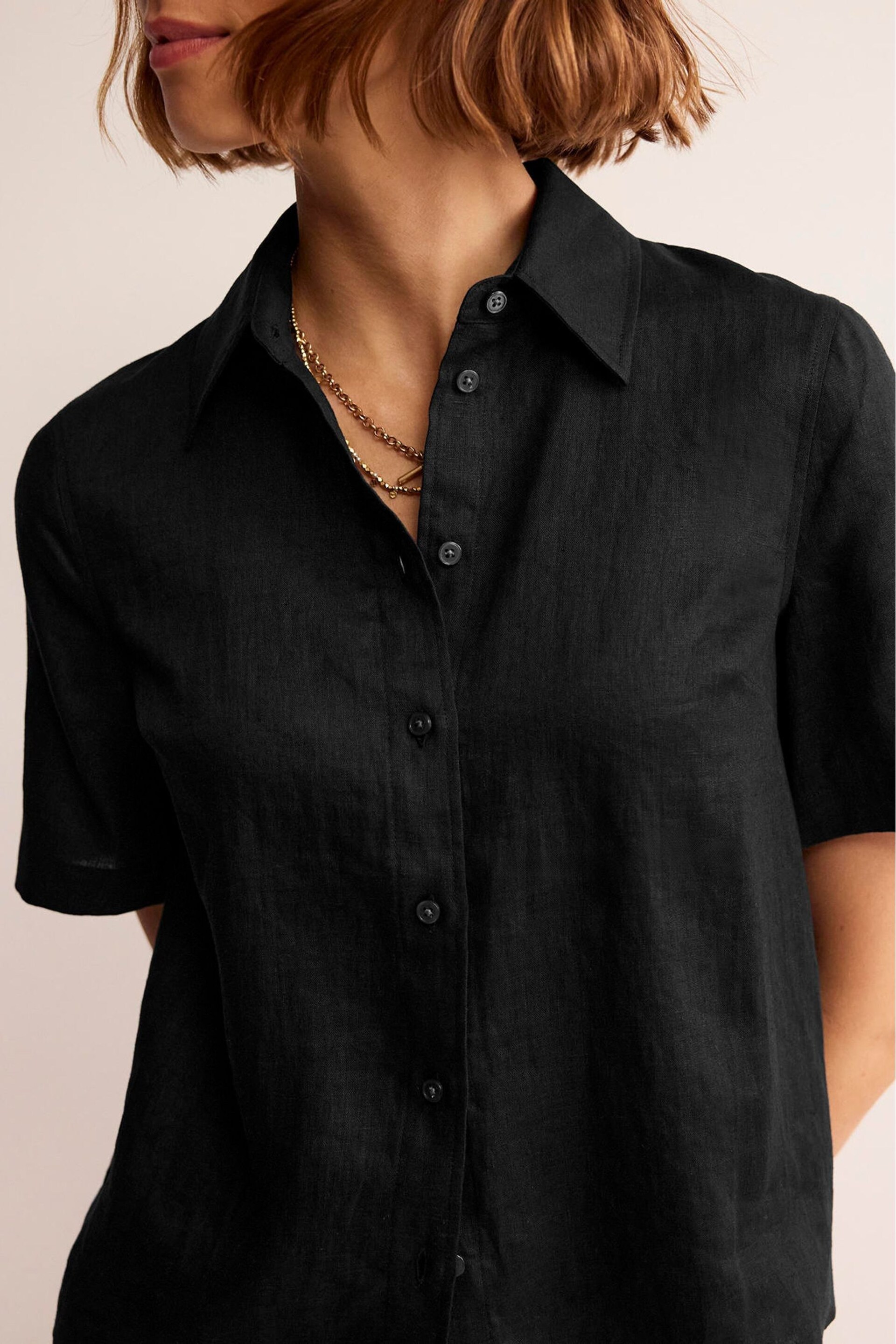 Boden Black Hazel Short Sleeve Linen Shirt - Image 2 of 5
