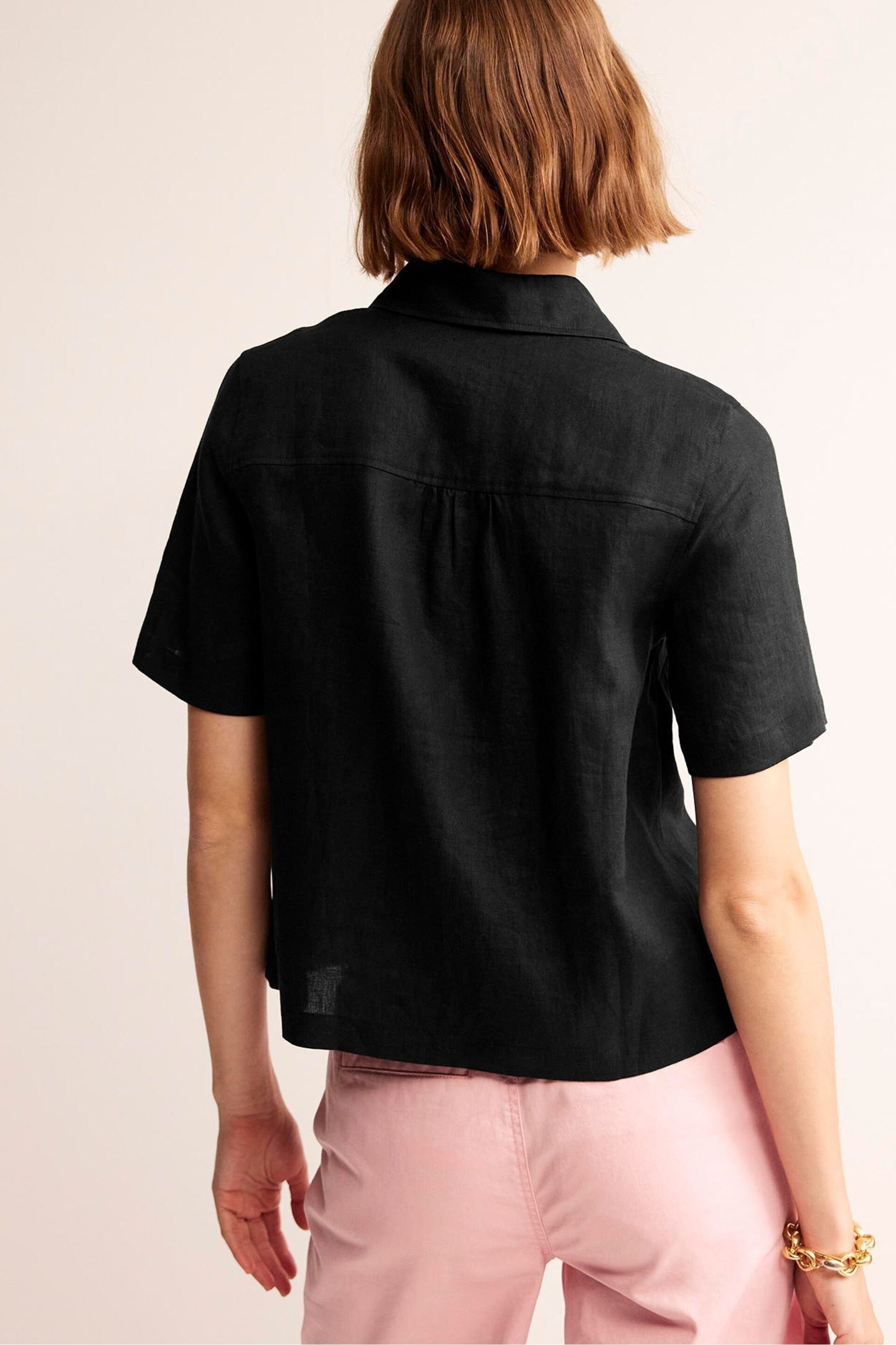 Boden Black Hazel Short Sleeve Linen Shirt - Image 3 of 5