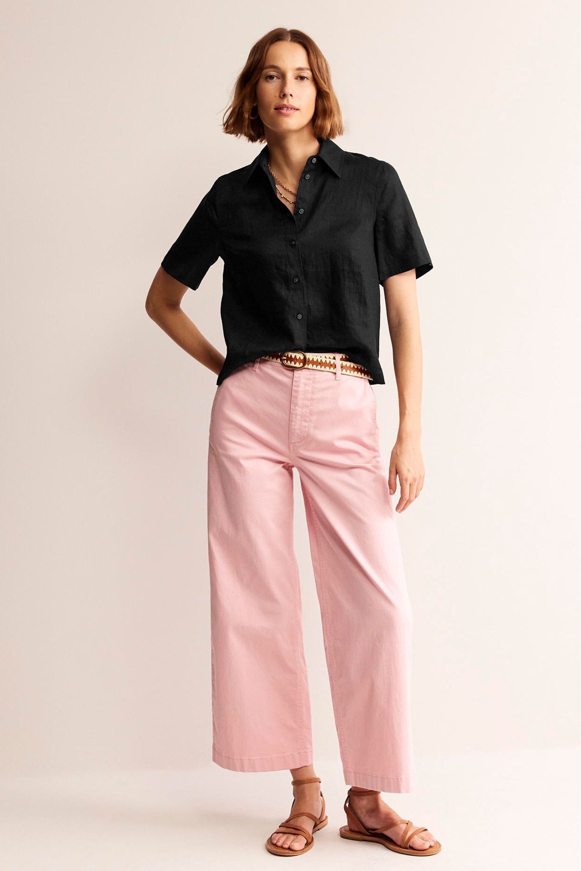Boden Black Hazel Short Sleeve Linen Shirt - Image 4 of 5
