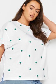 Yours Curve White LIMITED COLLECTION Embroidered Palm Tree T-Shirt - Image 4 of 5