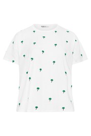 Yours Curve White LIMITED COLLECTION Embroidered Palm Tree T-Shirt - Image 5 of 5