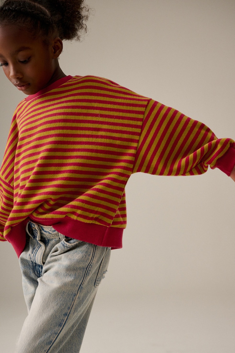 Red/Green Stripe Oversized Cosy Rib Sweatshirt (3-16yrs) - Image 1 of 8