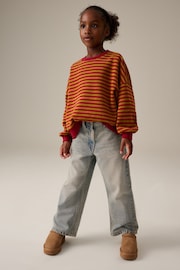 Red/Green Stripe Oversized Cosy Rib Sweat Top (3-16yrs) - Image 2 of 4