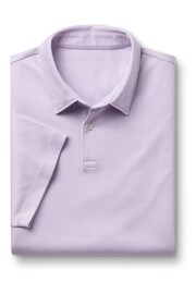 Charles Tyrwhitt Purple Light 100% Cotton Plain Short Sleeve Jersey Polo Shirt - Image 3 of 5