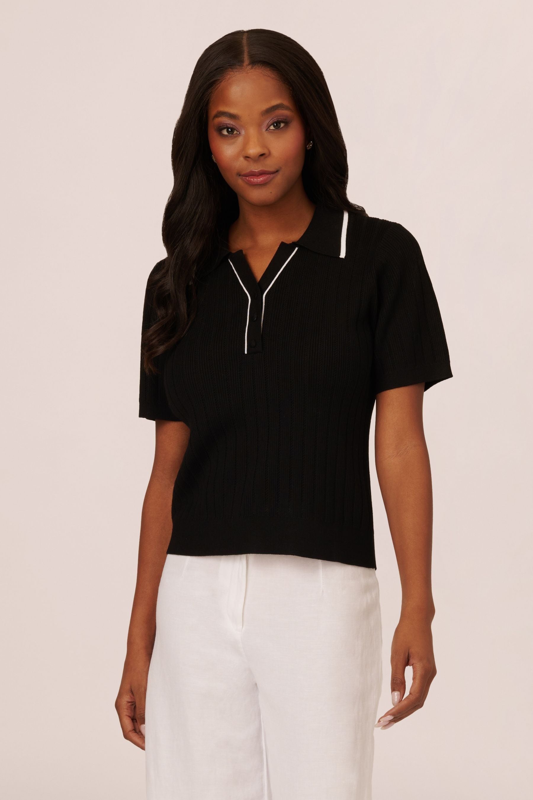 Short sleeve black polo neck jumper sale