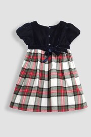 JoJo Maman Bébé Blue Check & Velvet Party Dress - Image 3 of 4