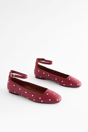 Red Forever Comfort® Jewel Ankle Strap Round Toe Ballerinas - Image 5 of 9