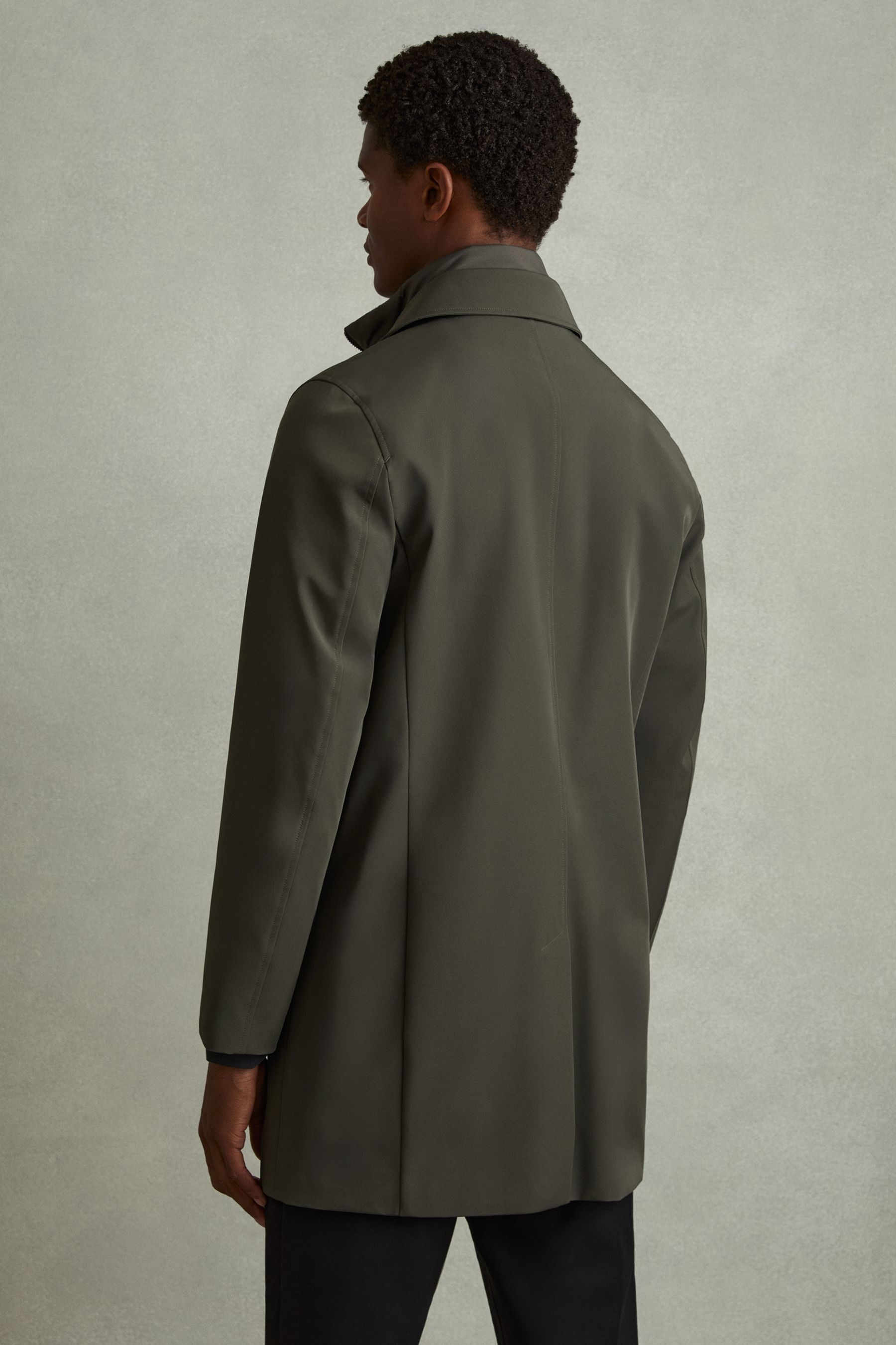 Dark green overcoat mens top