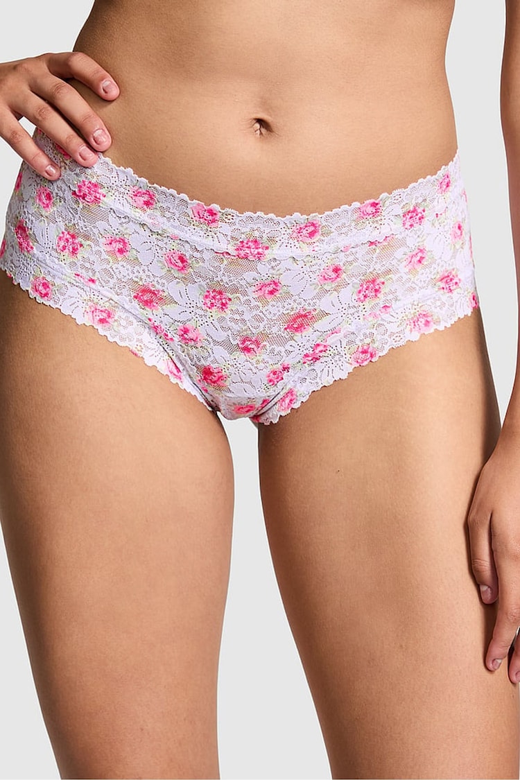 Victoria's Secret PINK Purple Whisper Cheeky Floral Lace Knickers - Image 1 of 2