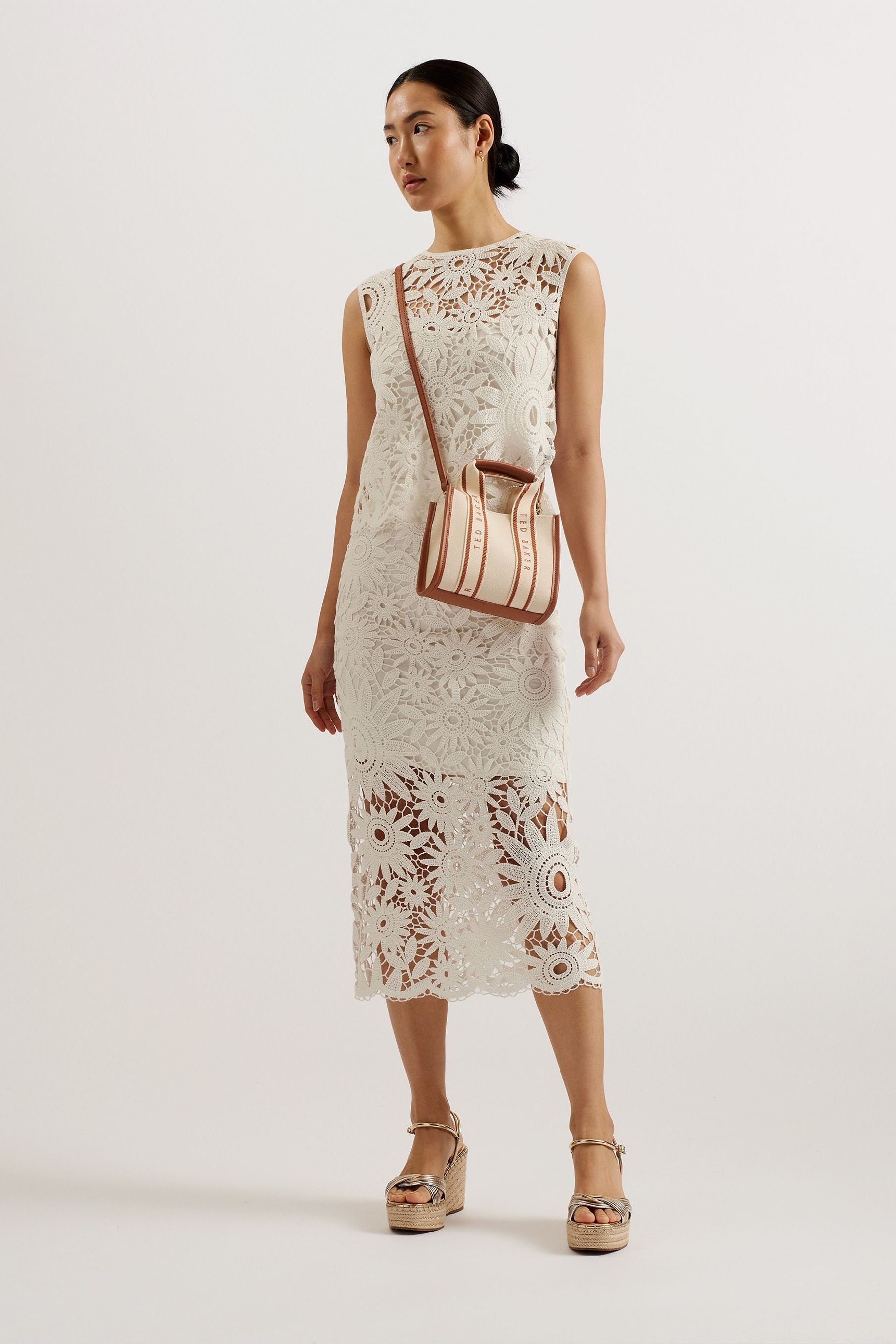 Buy Ted Baker Cream Bitriss Crochet Knitted Midi Skirt from Next Luxembourg