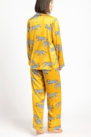 Chelsea Peers Yellow Satin Mustard Zebra Print Long Pyjama Set - Image 4 of 5