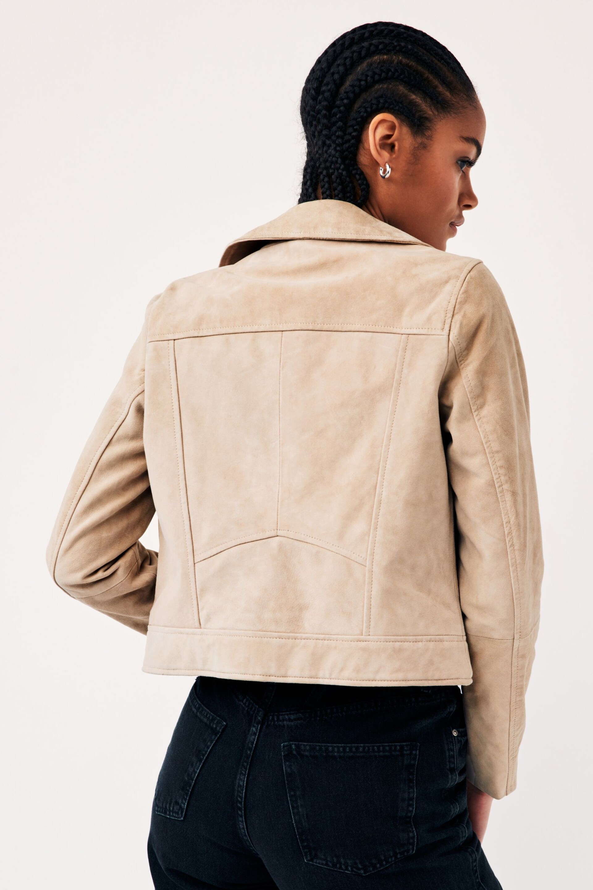 Urban Code Cream Suede Biker Jacket - Image 2 of 4