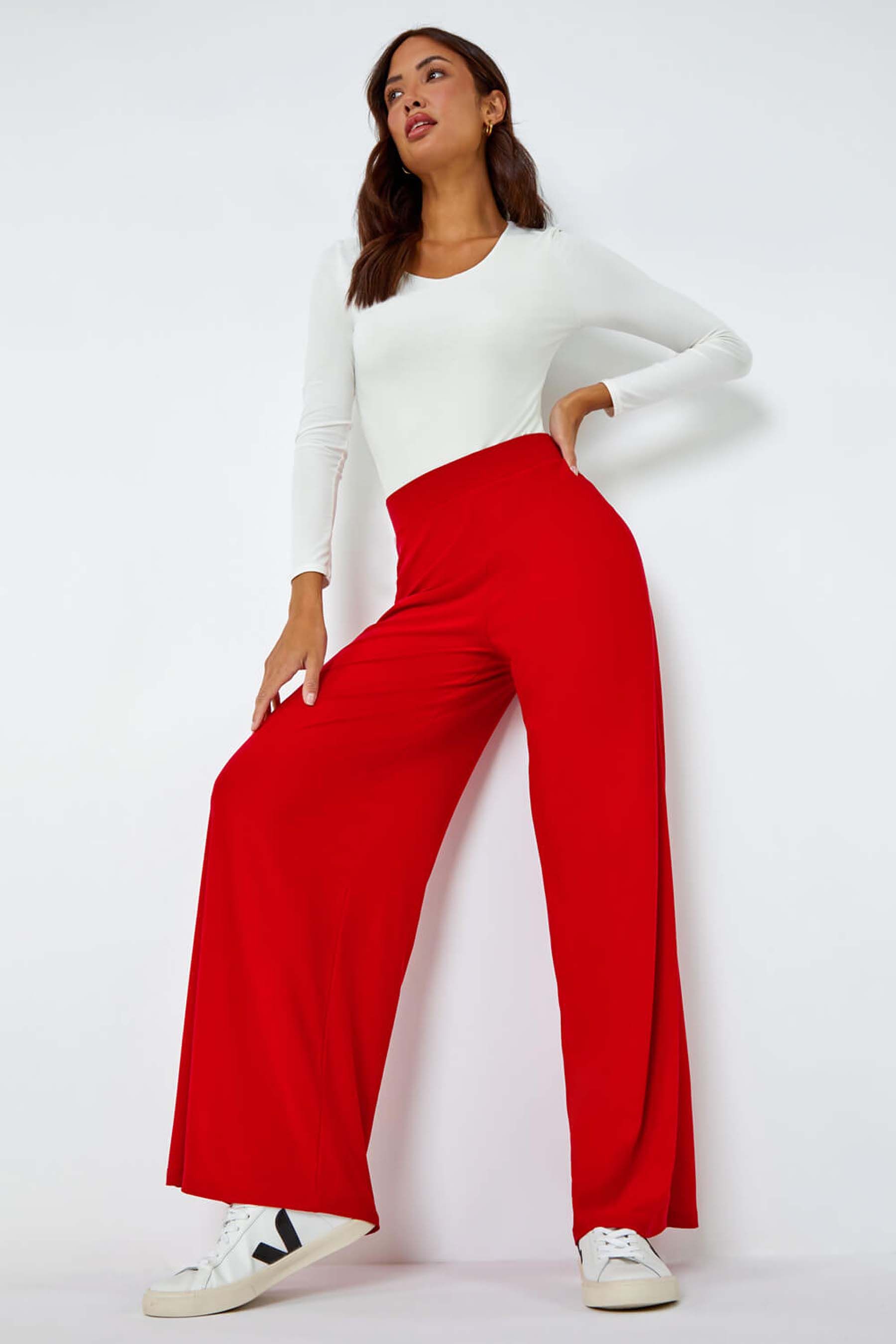 Buy Roman Red Wide Leg Stretch Trousers from the Next UK online shop
