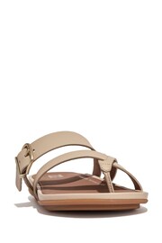 FitFlop Gracie Buckle Leather Cross Strap Toe Post Black Sandals - Image 2 of 3