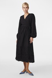 Y.A.S Black Broderie Wrap Maxi Dress - Image 1 of 3