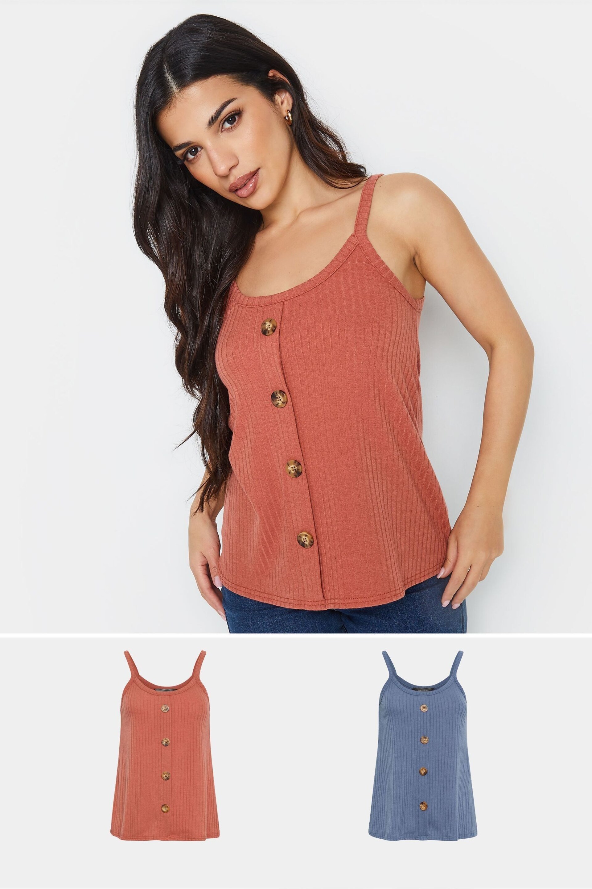 PixieGirl Petite Red Button Down Cami Tops 2 Pack - Image 1 of 6