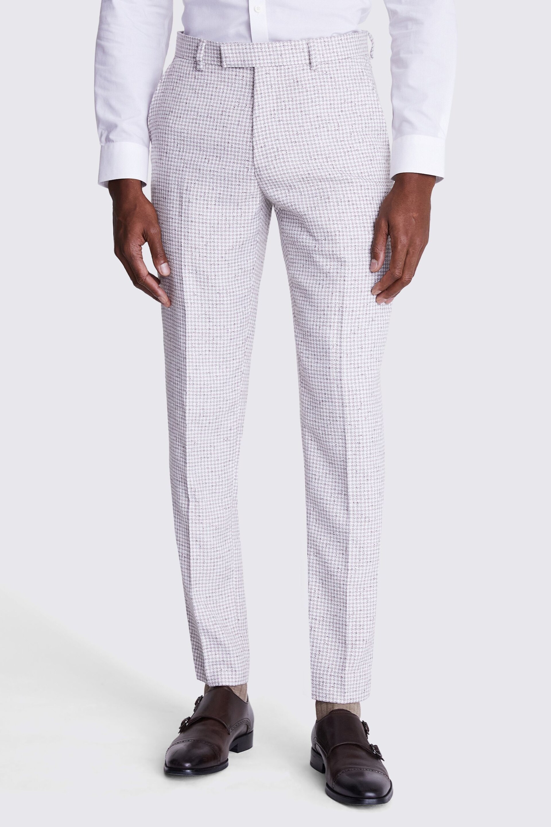 MOSS Tailored Fit Orange Houndstooth Trousers - Image 1 of 3