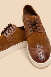 White Stuff Brown Benny Brogue Leather Trainers - Image 4 of 4
