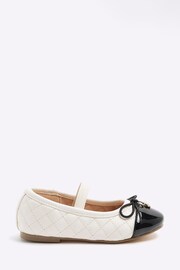 River Island Cream Girls Quilted Bow Ballerinas - Image 1 of 4