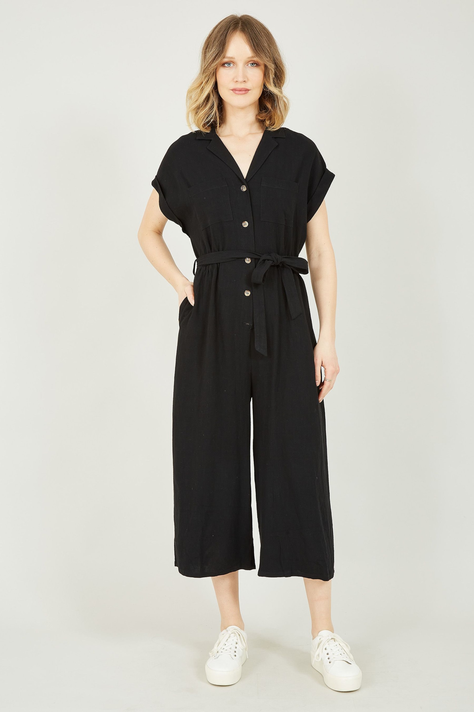 Yumi Black Button up Jumpsuit - Image 3 of 5