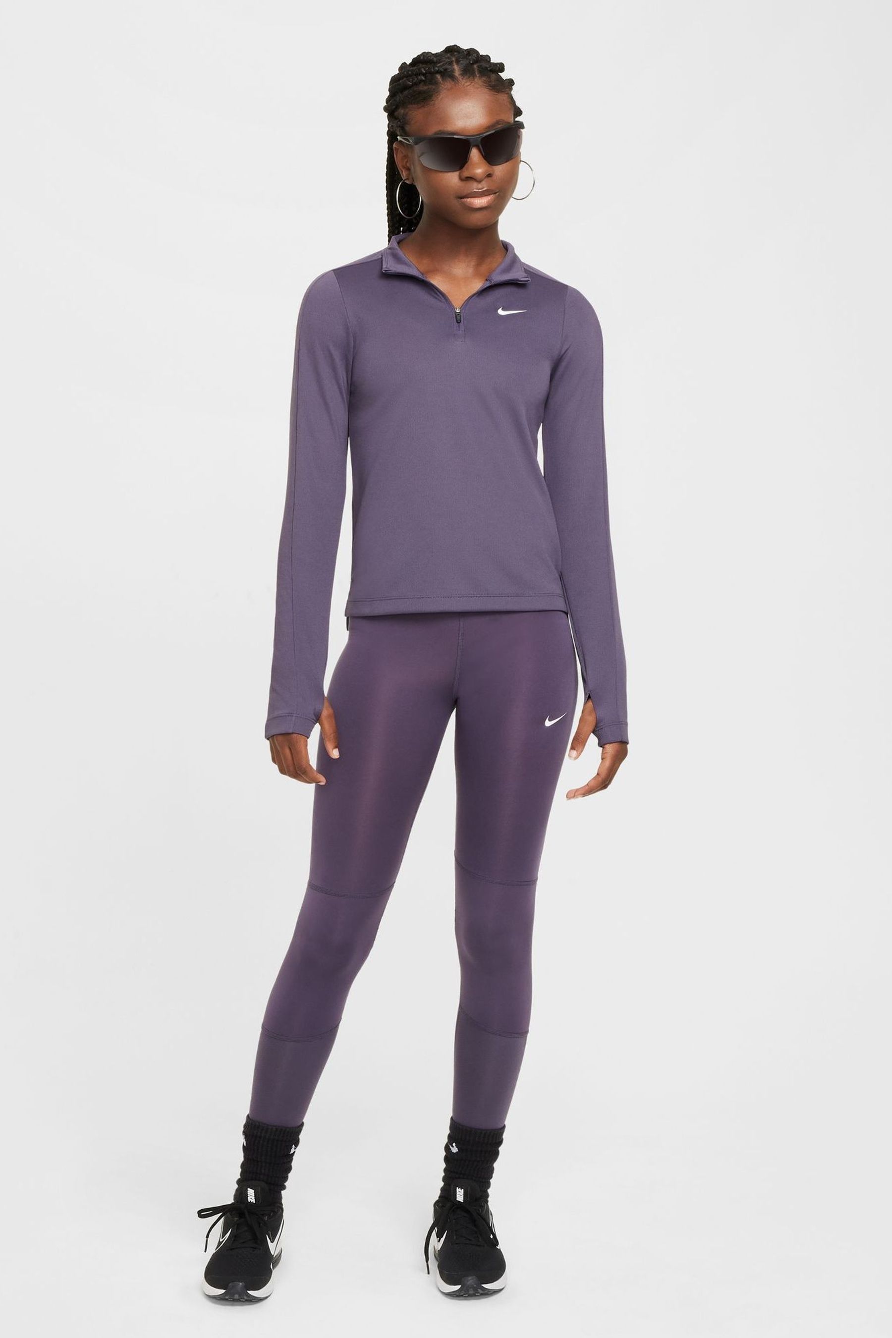Buy Nike Purple Raisin Dri FIT Long Sleeve Half Zip Top from Next Ireland