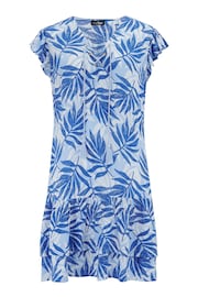 Pour Moi Blue LENZING™ ECOVERO™ Viscose Crinkle Frill Swing Beach Dress - Image 3 of 4