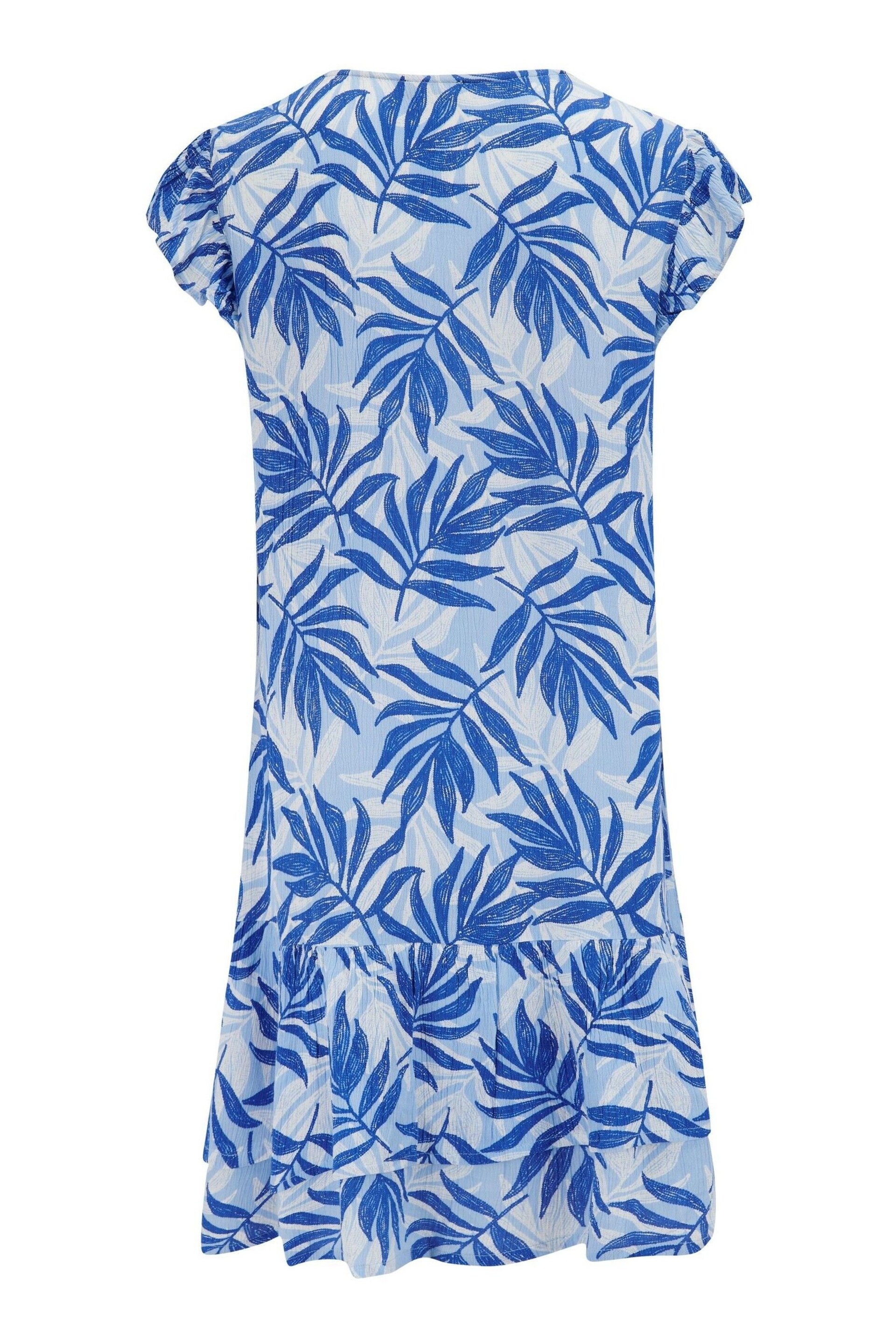 Pour Moi Blue LENZING™ ECOVERO™ Viscose Crinkle Frill Swing Beach Dress - Image 4 of 4