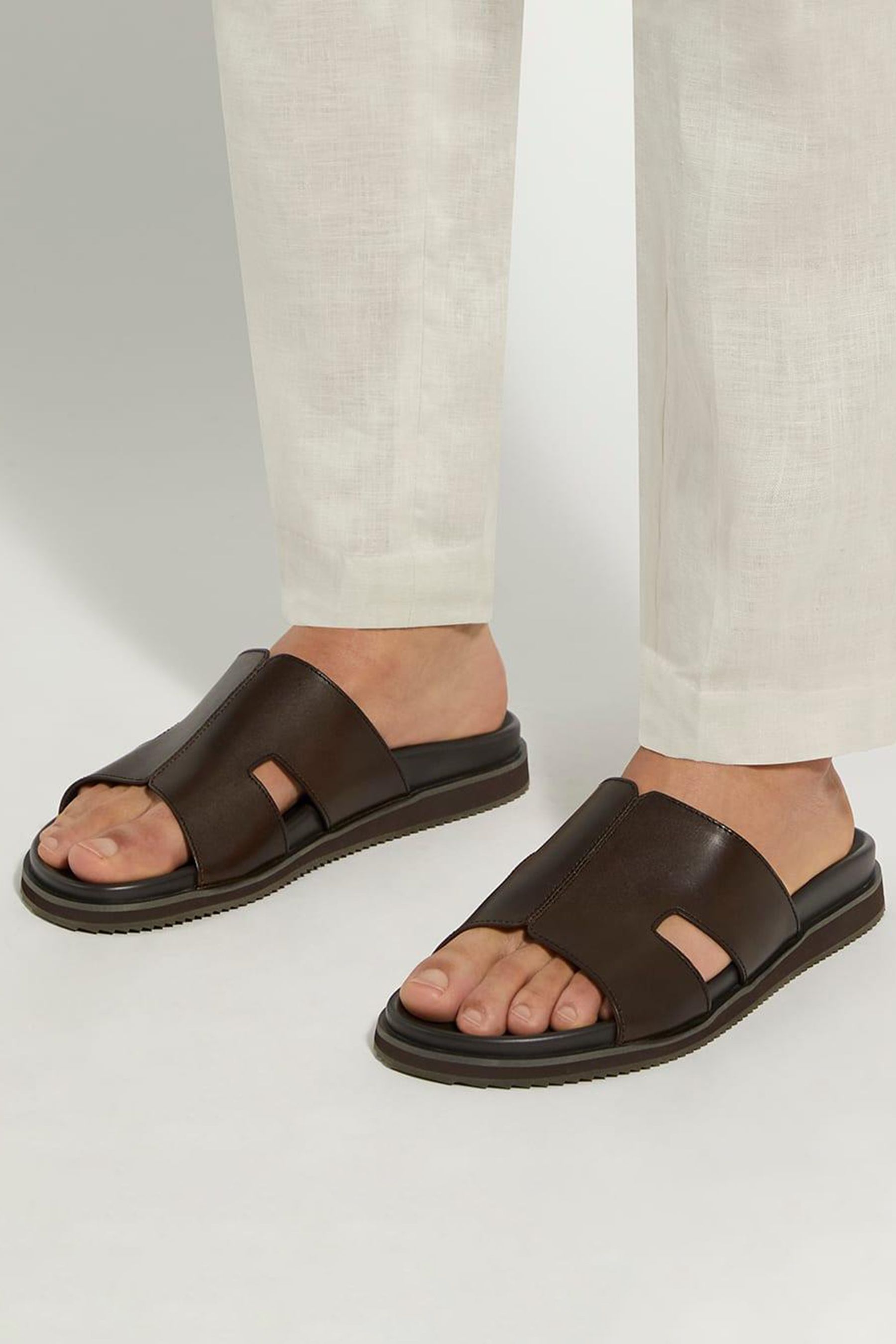Dune London Brown Insight Chunky Sole Footbed Sandals