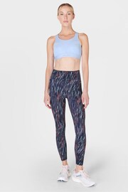 Sweaty Betty Blue Ripple Tie Dye Print 7/8 Length Aerial Core Workout Leggings - Image 7 of 9