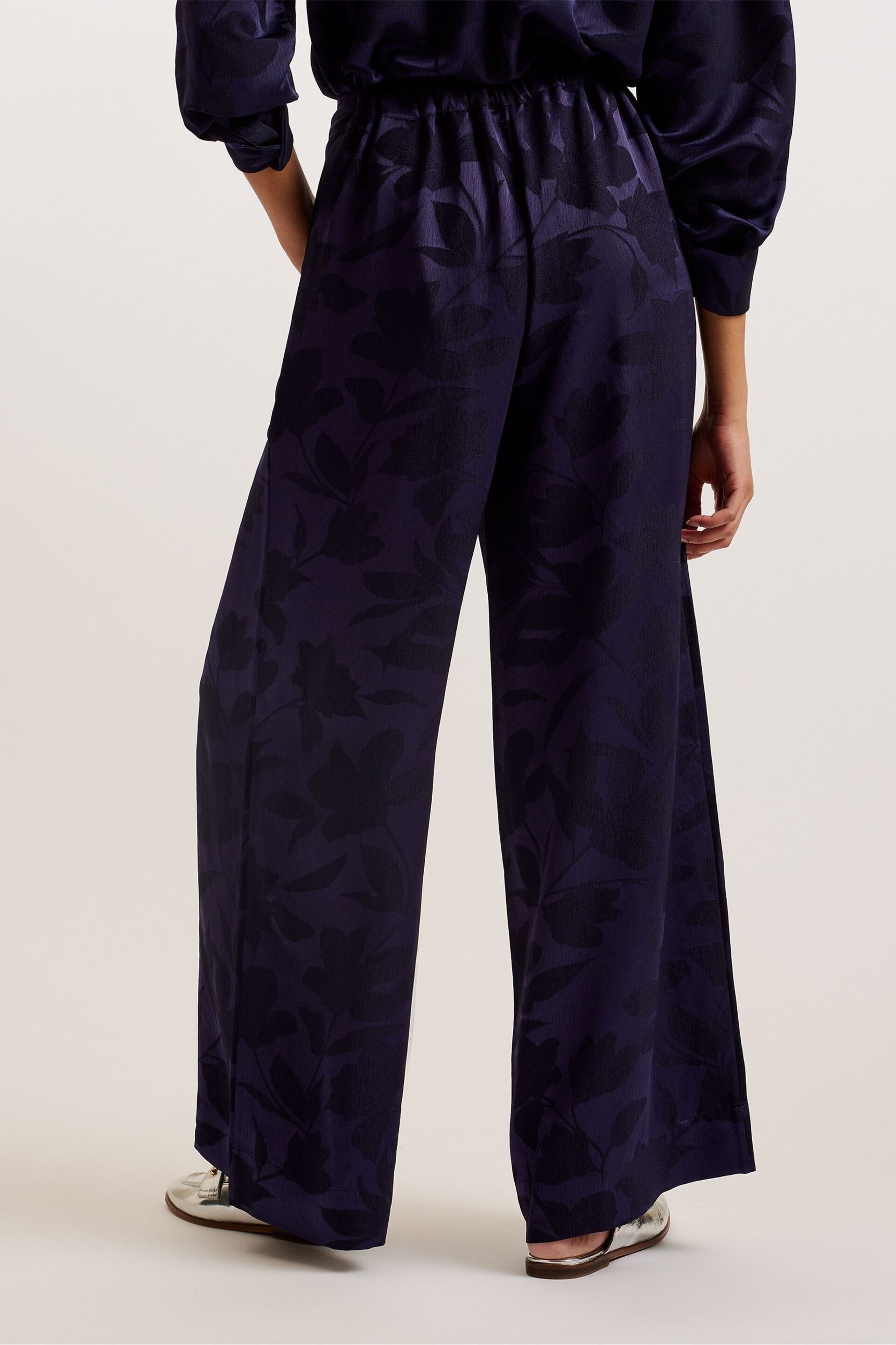Ted Baker Blue Maurah Wide Leg Trousers - Image 3 of 5