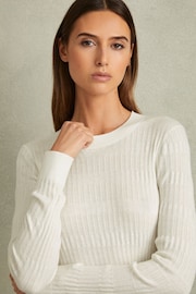 Reiss Ivory Lily Ribbed Crew Neck Top - Image 4 of 6