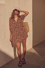 Leopard Longline Overhead Shirt Cover-Up - Image 1 of 7