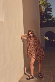 Leopard Longline Overhead Shirt Cover-Up - Image 2 of 7