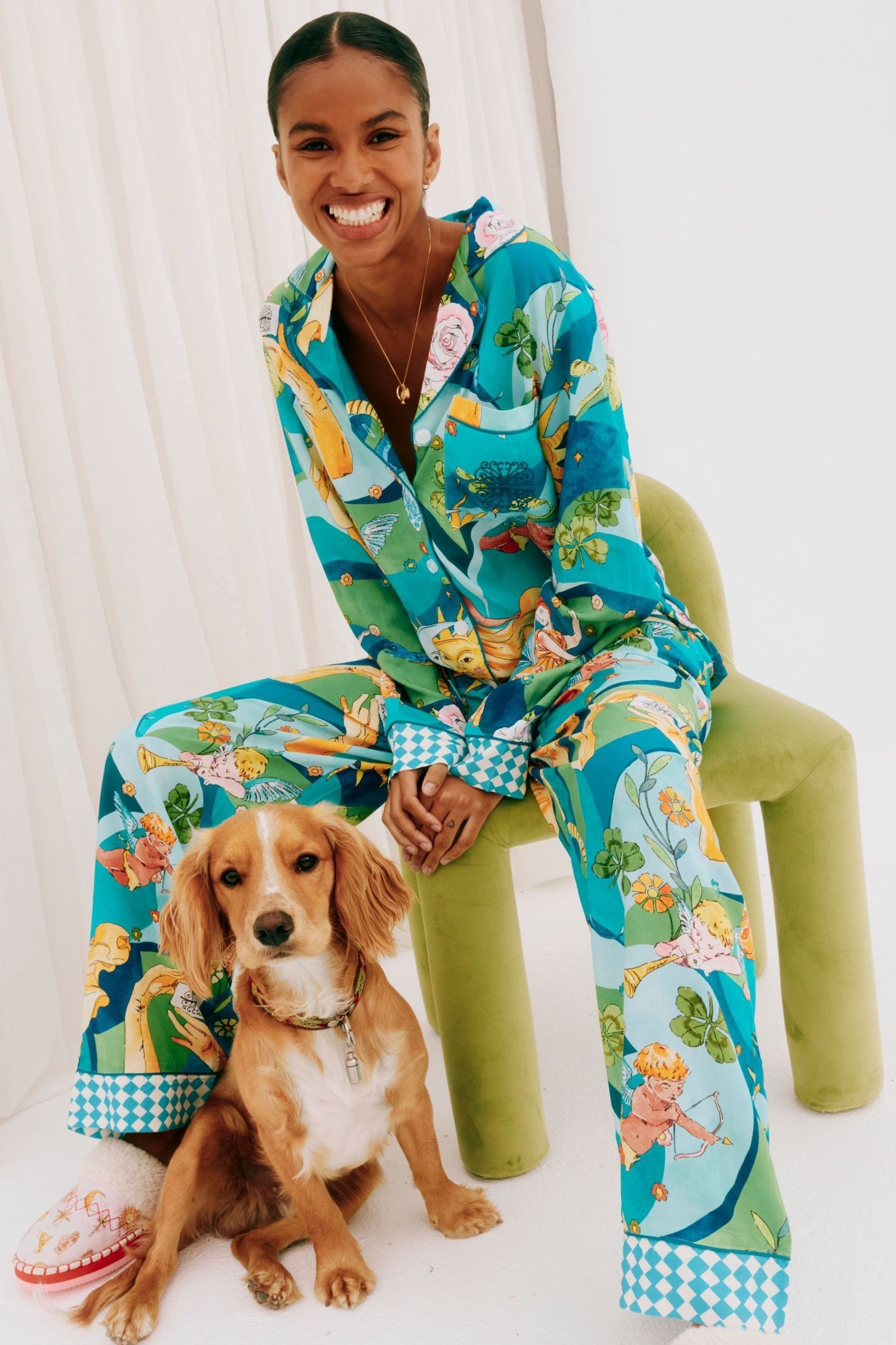 Blue button pyjamas on sale