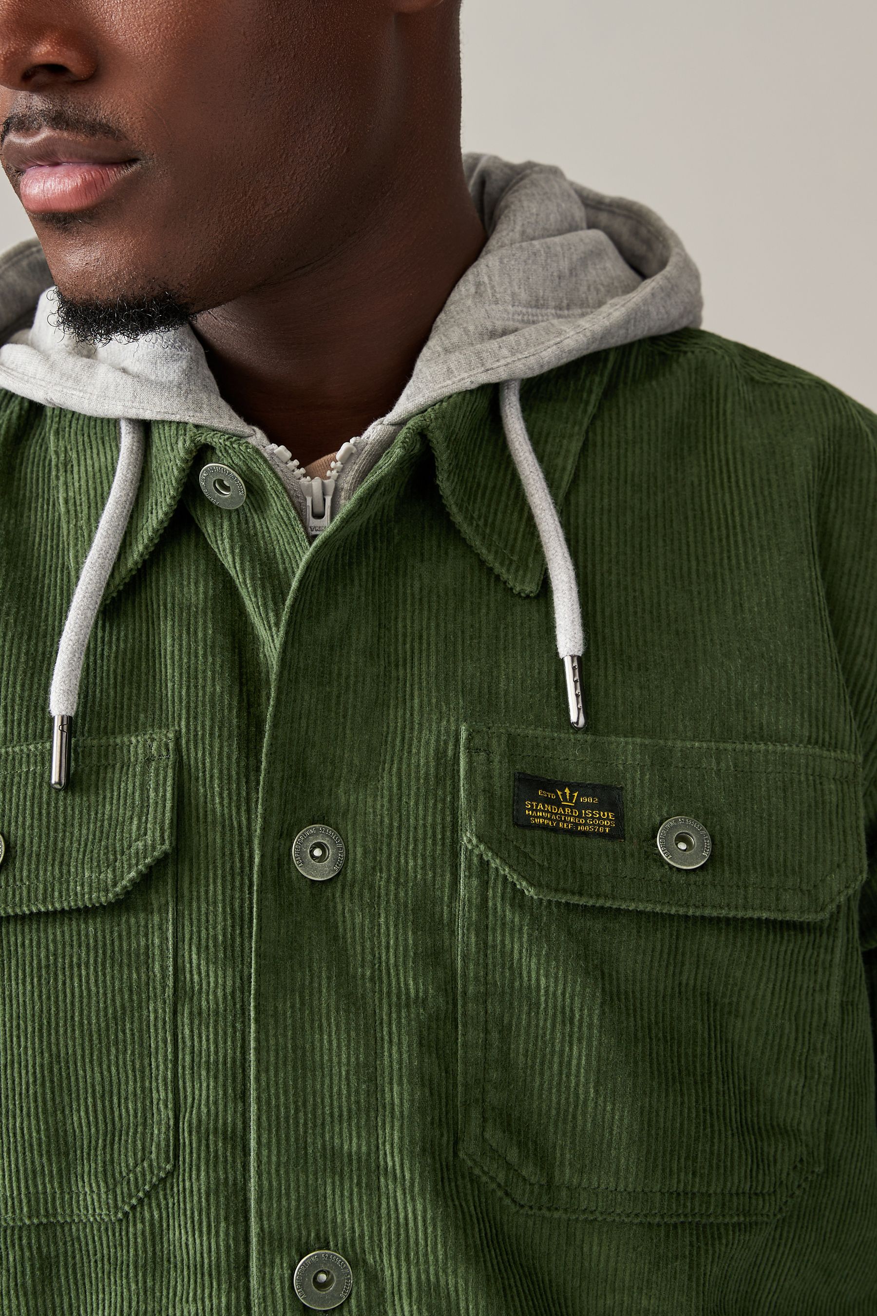 Buy Green Hooded Corduroy Borg Lined Shacket from the Next UK online shop
