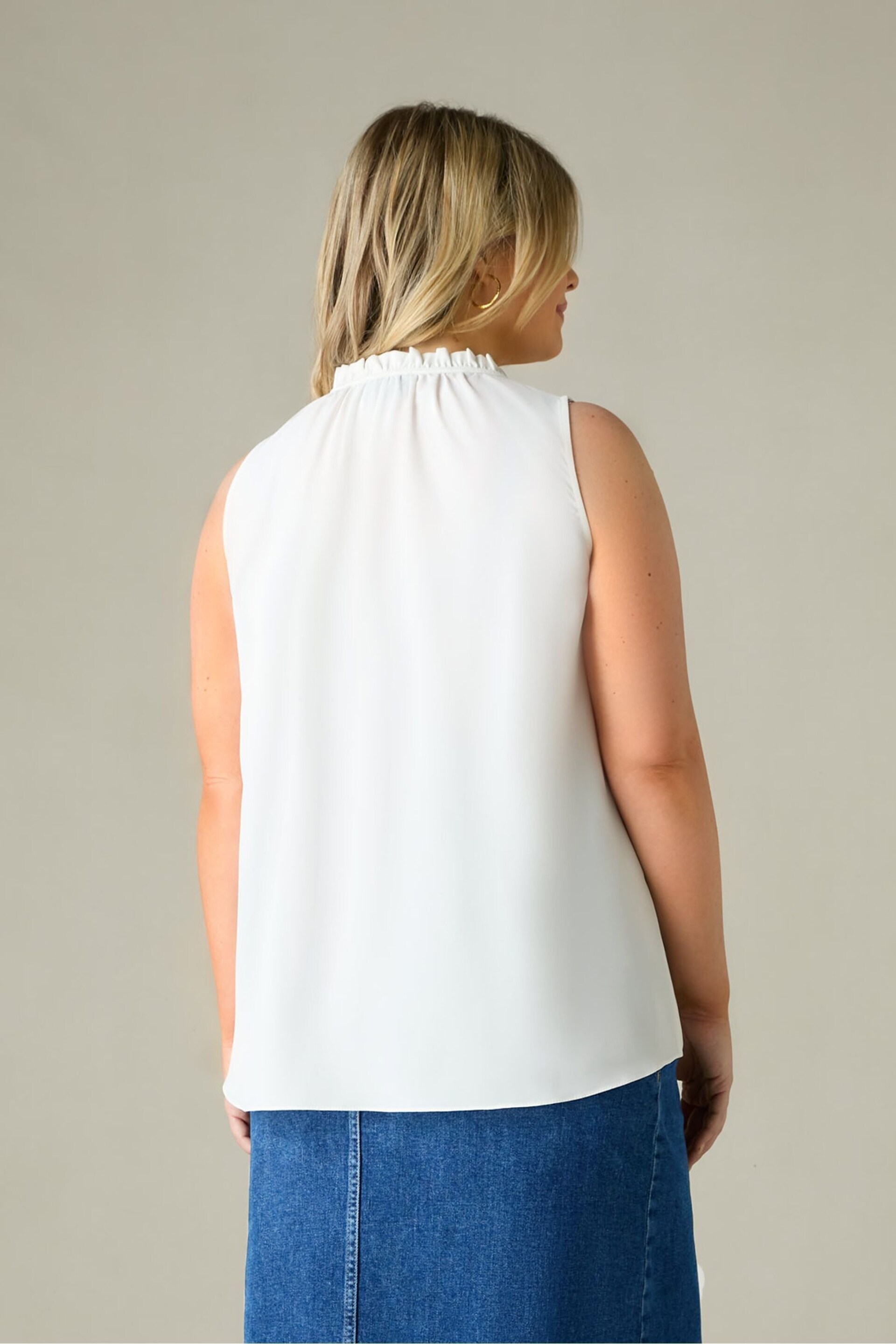 Live Unlimited Curve - White Ruffle Neck Blouse - Image 3 of 4