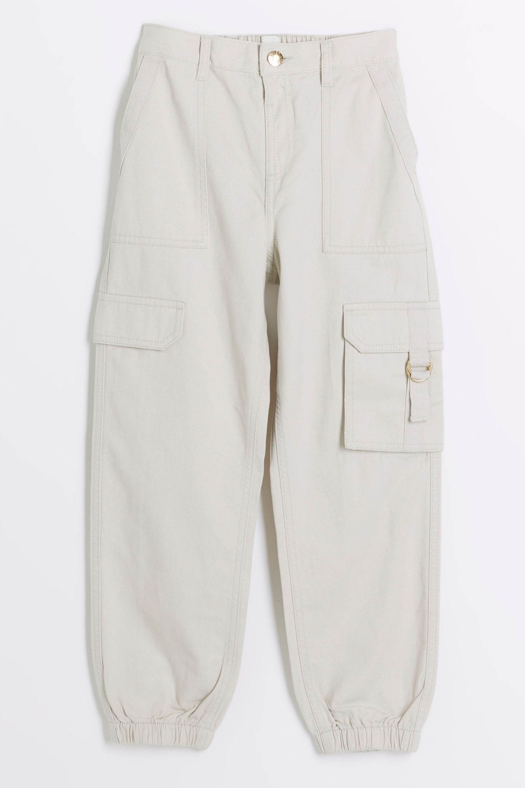 Buy River Island Cream Girls Herringbone Cargo Trousers from Next Canada