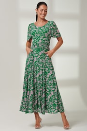 Jolie Moi Green Paityn Angel Sleeve Mesh Maxi Dress - Image 4 of 6