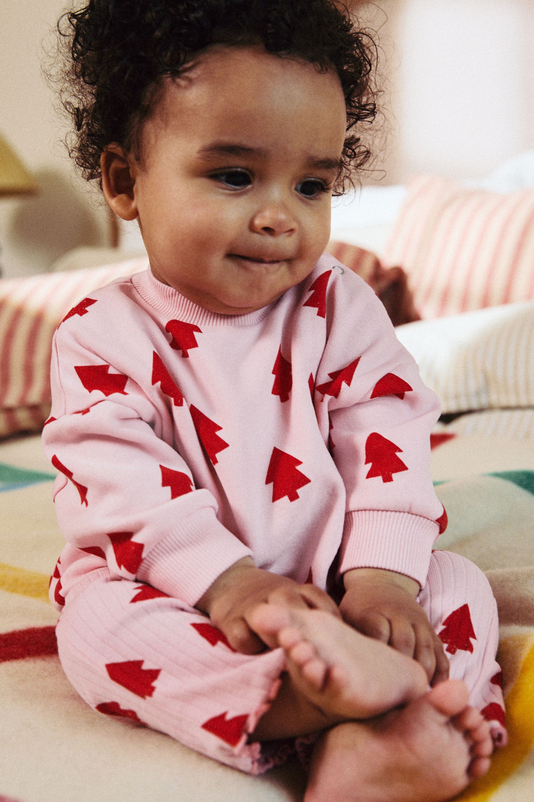 Buy Pink Christmas Tree Print Baby Sweat Top And Leggings Set from the Next UK online shop