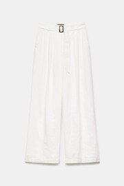 Mint Velvet White Linen Belt Wide Trousers - Image 3 of 4